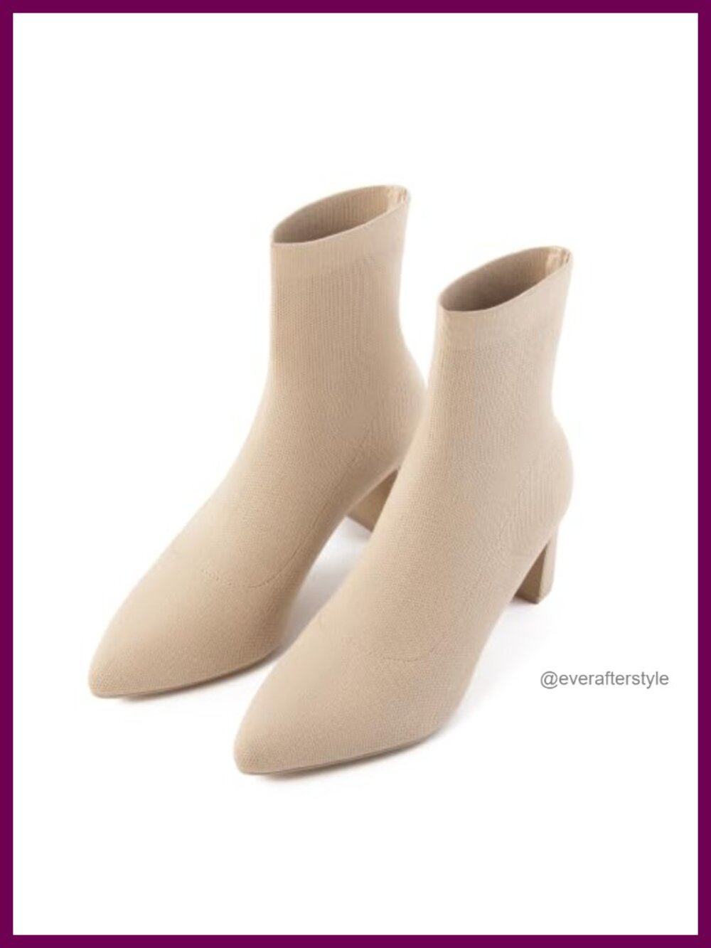Women's Ankle Booties Pointed Toe Stretch Knit Chunky Low Block Heel